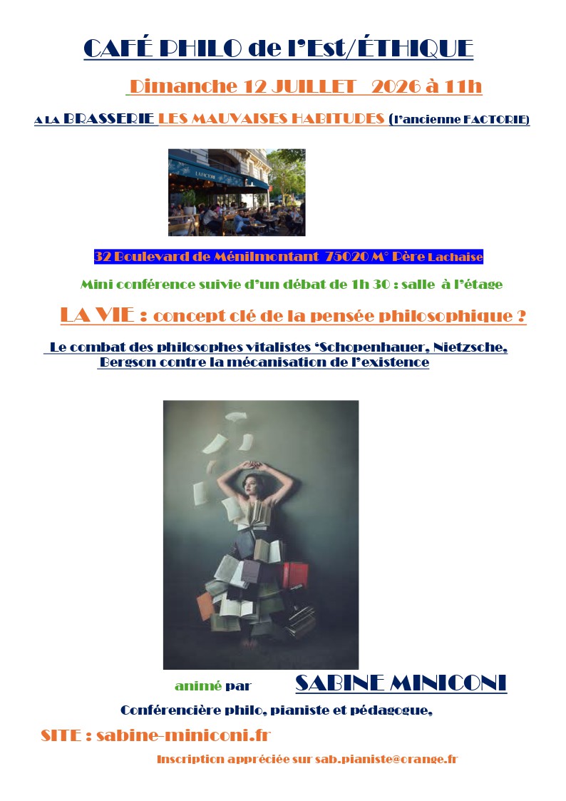 Affiche du prochain café philo de Sabine Miniconi