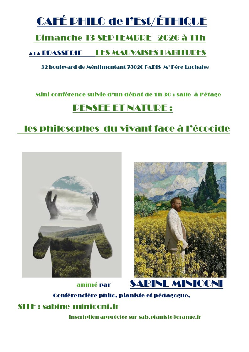 Affiche du prochain café philo de Sabine Miniconi