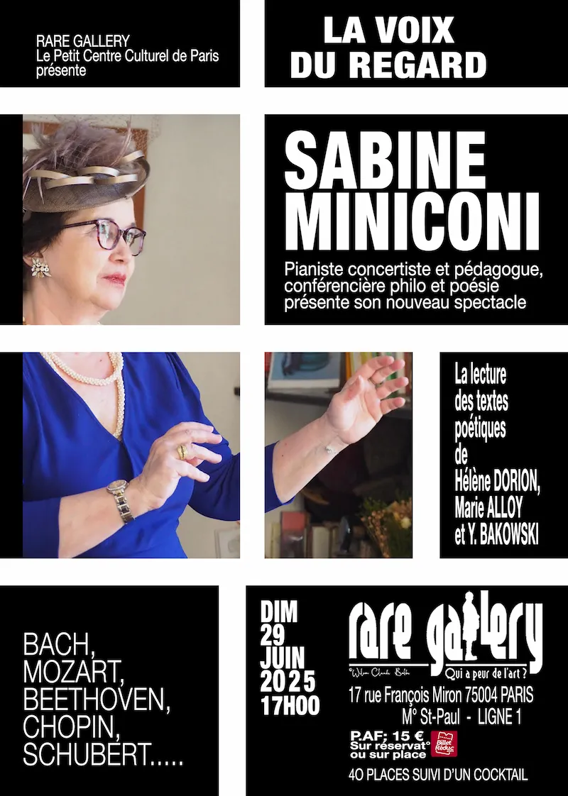 Affiche du spectacle de Sabine Miniconi, le 29 Juin 2025 à la Rare-Gallery