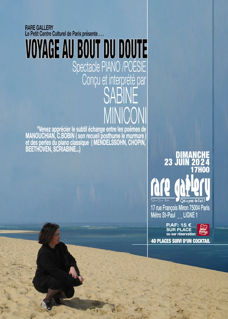 Affiche du spectacle de Sabine Miniconi, le 23 Juin 2024 à la Rare-Gallery