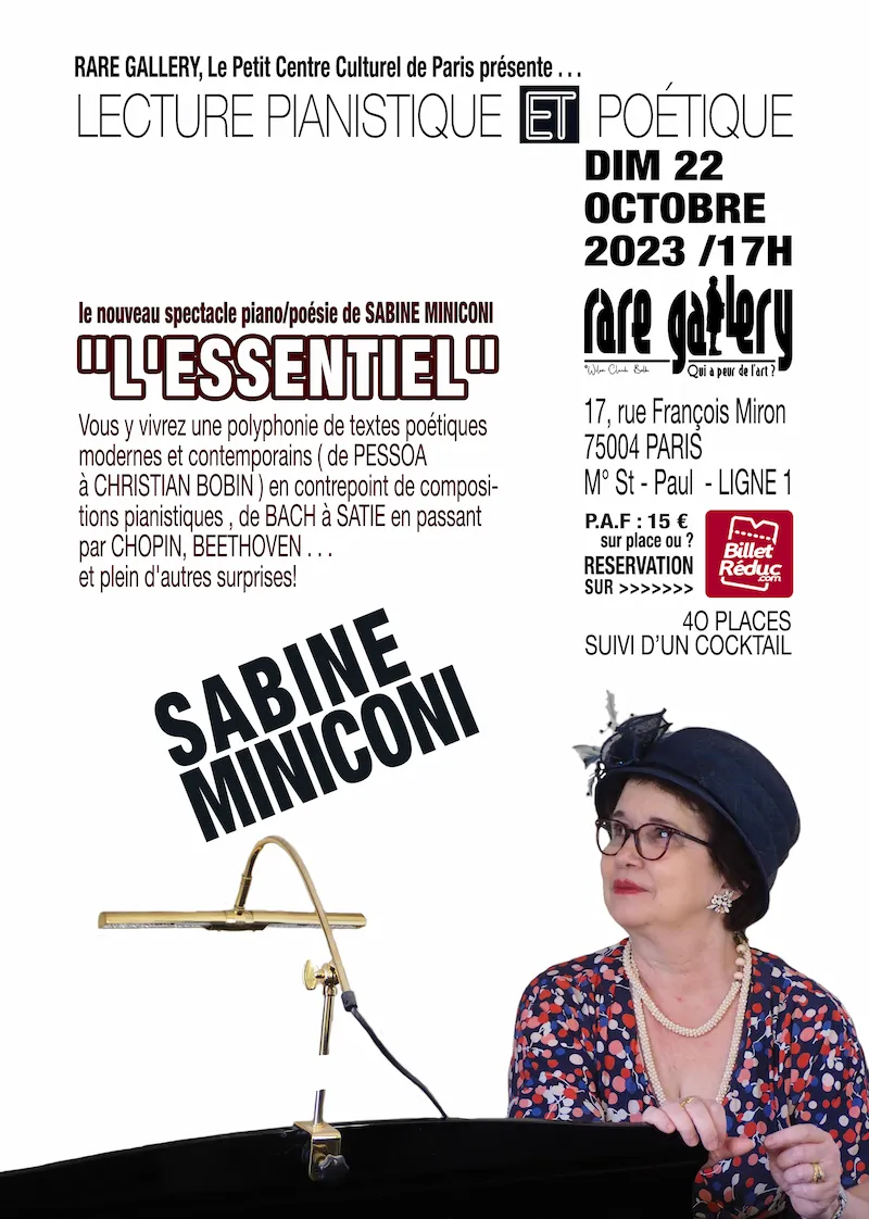 Affiche du spectacle de Sabine Miniconi, le 22 Octobre 2023 à la Rare-Gallery