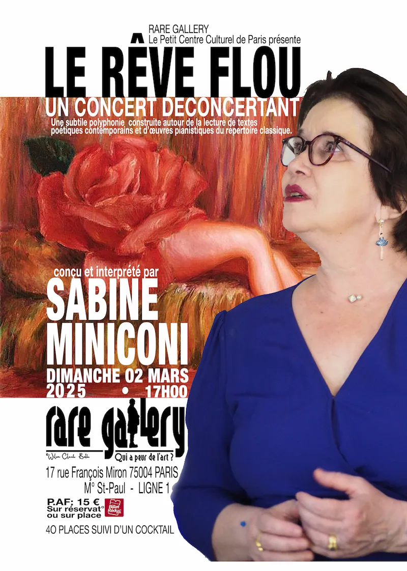 Affiche du spectacle de Sabine Miniconi, le 02 Mars 2025 à la Rare-Gallery